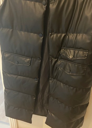 Deri  Siyah Midi Yelek - Görsel 2