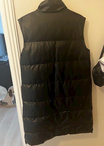 Deri  Siyah Midi Yelek - Görsel 4