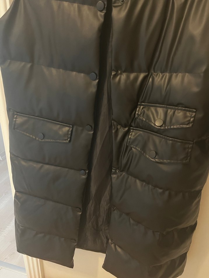 Deri  Siyah Midi Yelek - Görsel 2