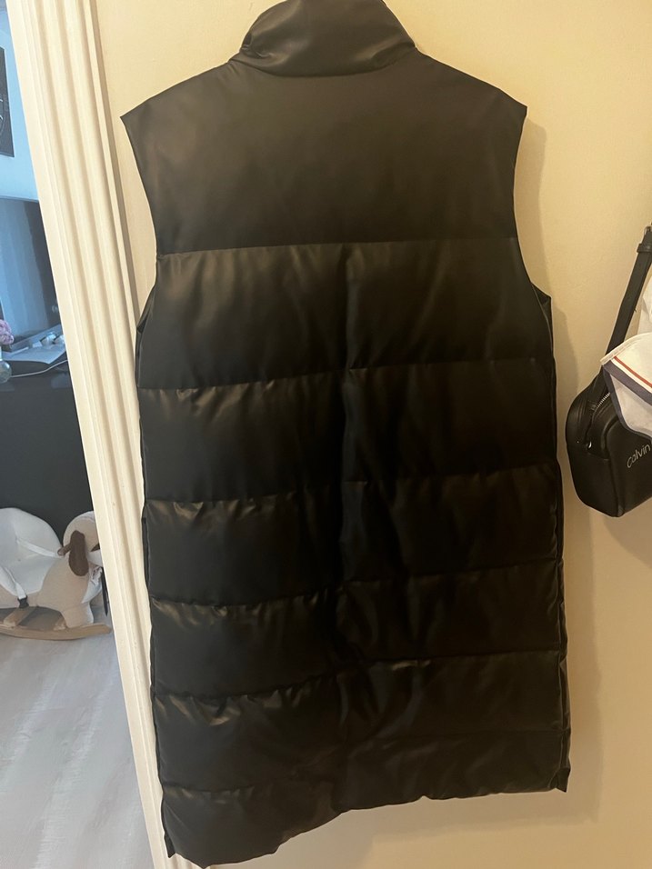 Deri  Siyah Midi Yelek - Görsel 4