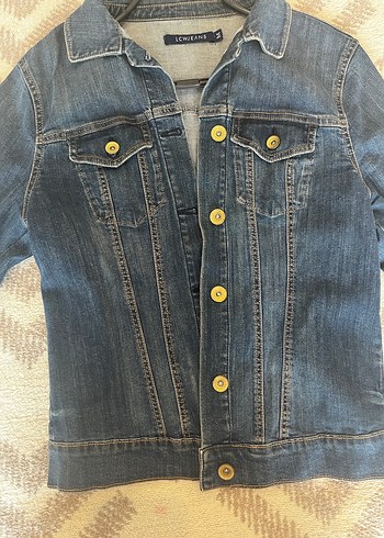 Düğmeli Mavi Kadın Kot Ceket - Görsel 3