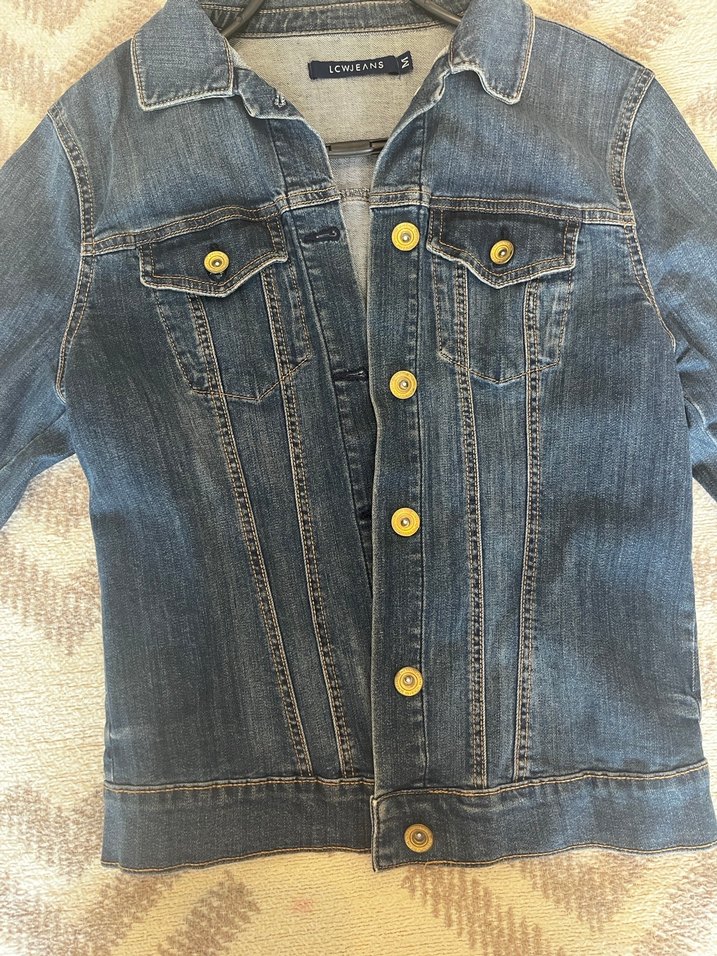 Düğmeli Mavi Kadın Kot Ceket - Görsel 3