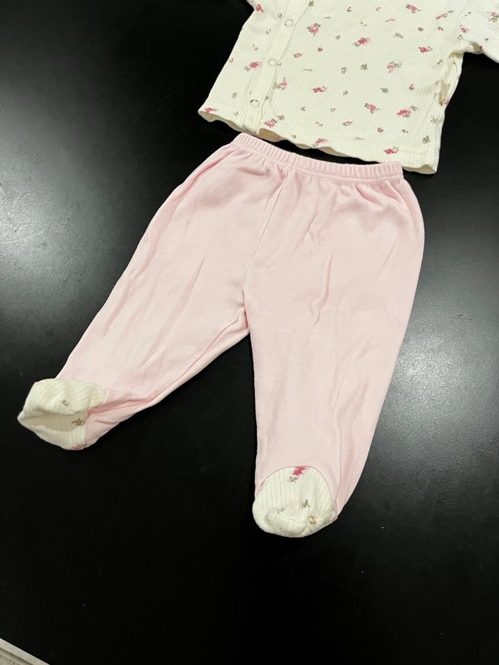 Dantel Detaylı Pembe Bebek Kız Takımı - Görsel 3