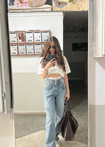 Gri Batik Desenli Salaş Kadın Jean - Görsel 2