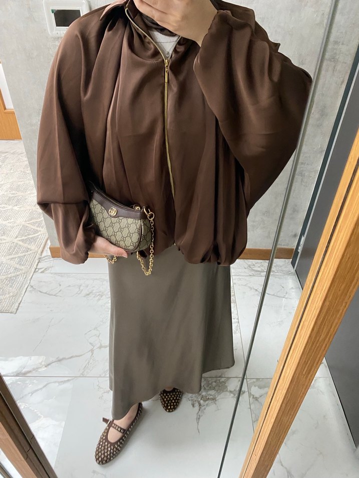 Saten bomber ceket - Görsel 3