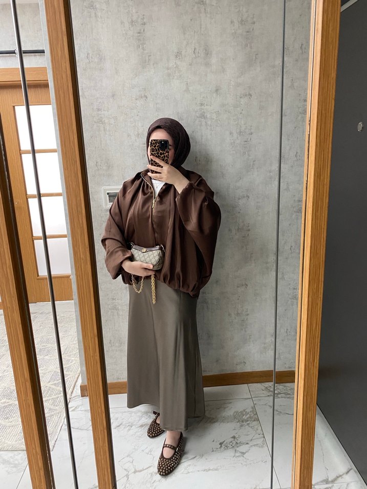 Saten bomber ceket - Görsel 2