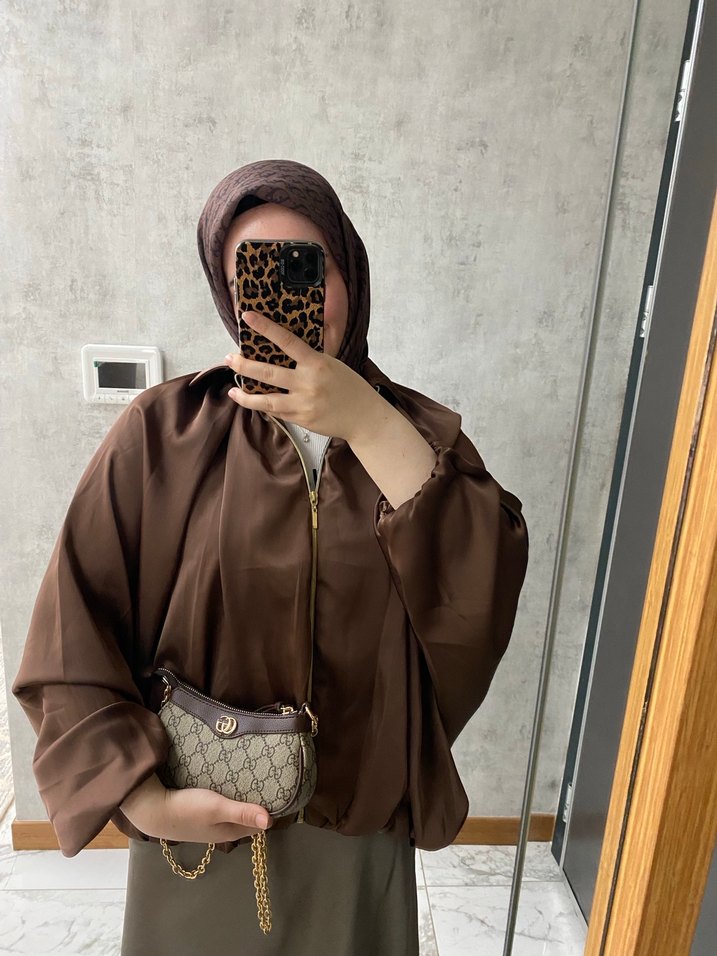 Saten bomber ceket - Görsel 4