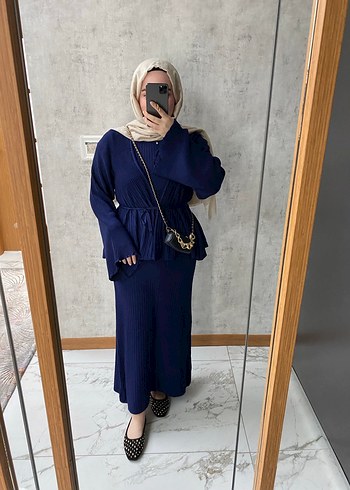 Mersenize Lacivert Pilili Uzun Kadın Takım - Görsel 2