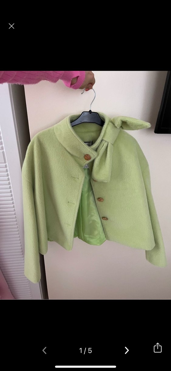 Kürklü Mini Yeşil Kadın Kaban - Görsel 2