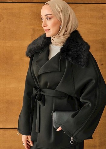 Kürk Detaylı Siyah Kadın Takım - Görsel 2