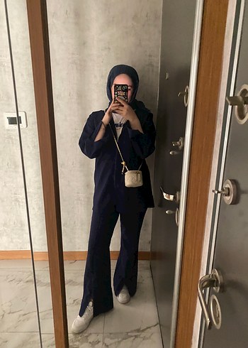 40 Beden Siyah Kadın Regular Fit Midi Takım