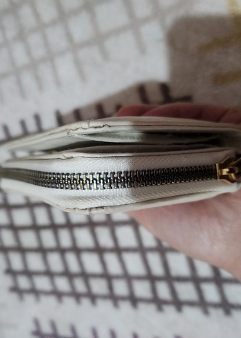 Beyaz Yılan Desenli Deri Fermuarlı Kadın Cüzdanı - Görsel 3