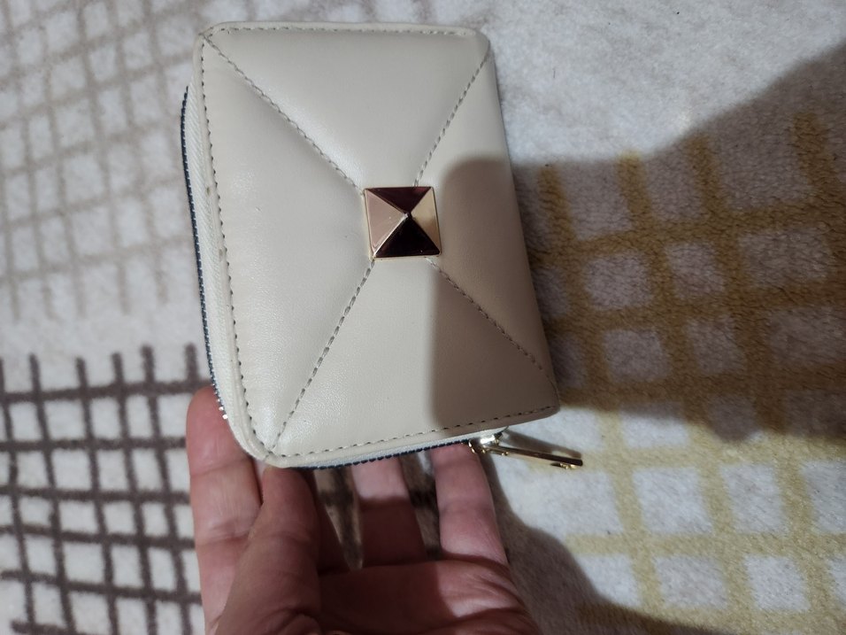 Beyaz Yılan Desenli Deri Fermuarlı Kadın Cüzdanı - Görsel 2