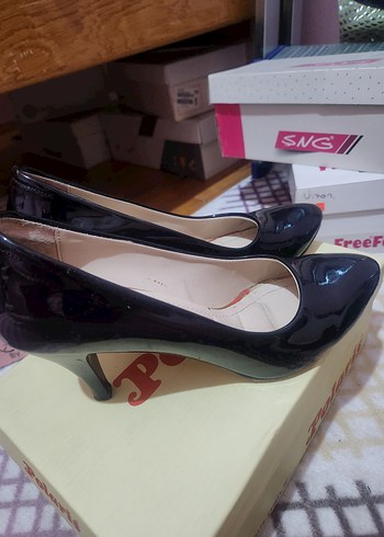 Siyah Rugan Stiletto Kadın Topuklu - Görsel 4