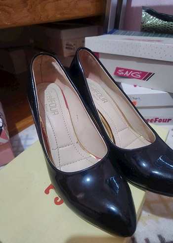 Siyah Rugan Stiletto Kadın Topuklu - Görsel 2