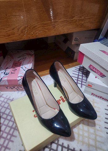 Siyah Rugan Stiletto Kadın Topuklu - Görsel 6