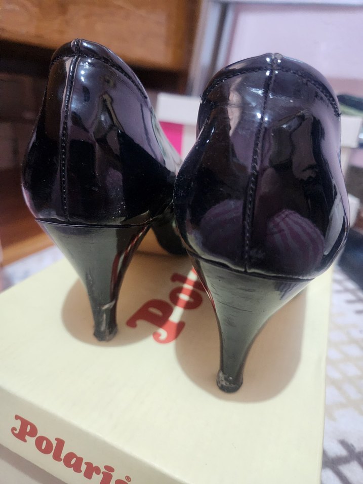 Siyah Rugan Stiletto Kadın Topuklu - Görsel 3