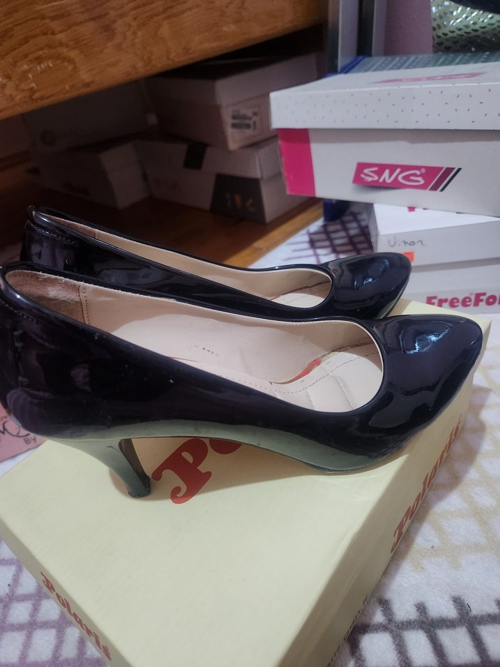 Siyah Rugan Stiletto Kadın Topuklu - Görsel 4