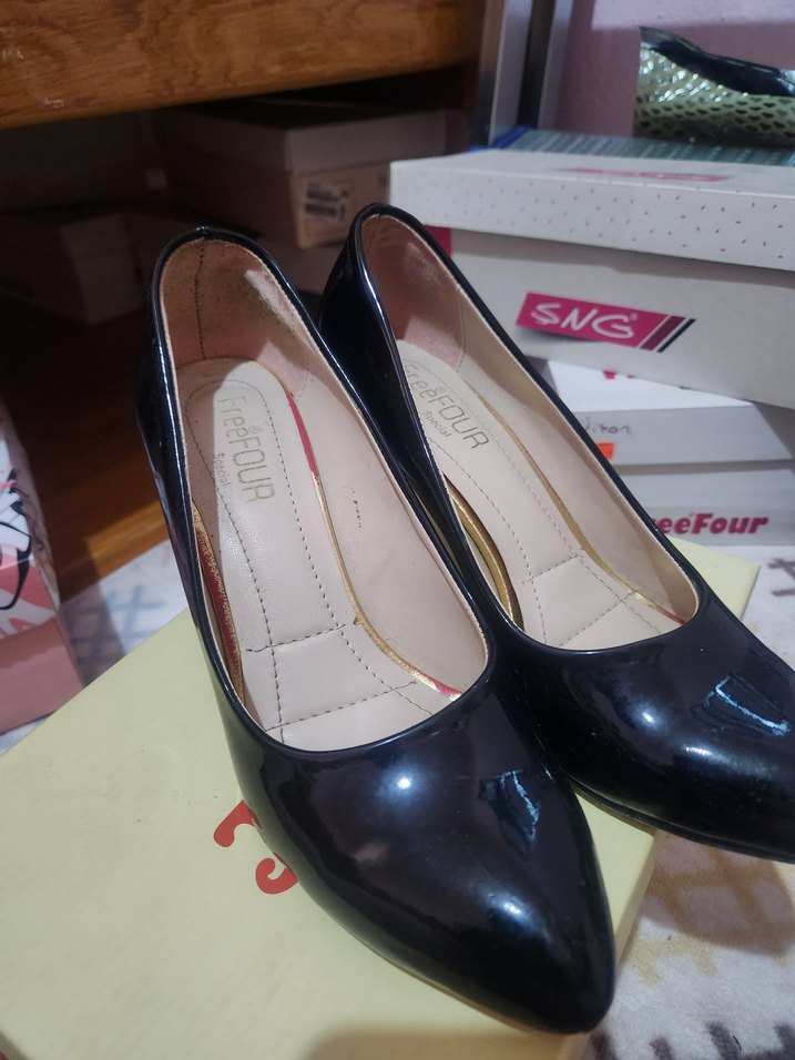 Siyah Rugan Stiletto Kadın Topuklu - Görsel 2