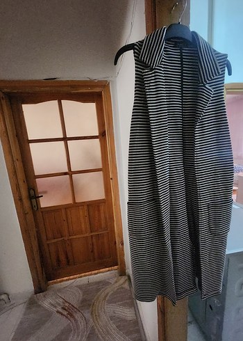 Çizgili Uzun Gri Kolsuz Yelek - Görsel 7