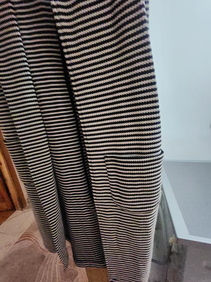 Çizgili Uzun Gri Kolsuz Yelek - Görsel 2