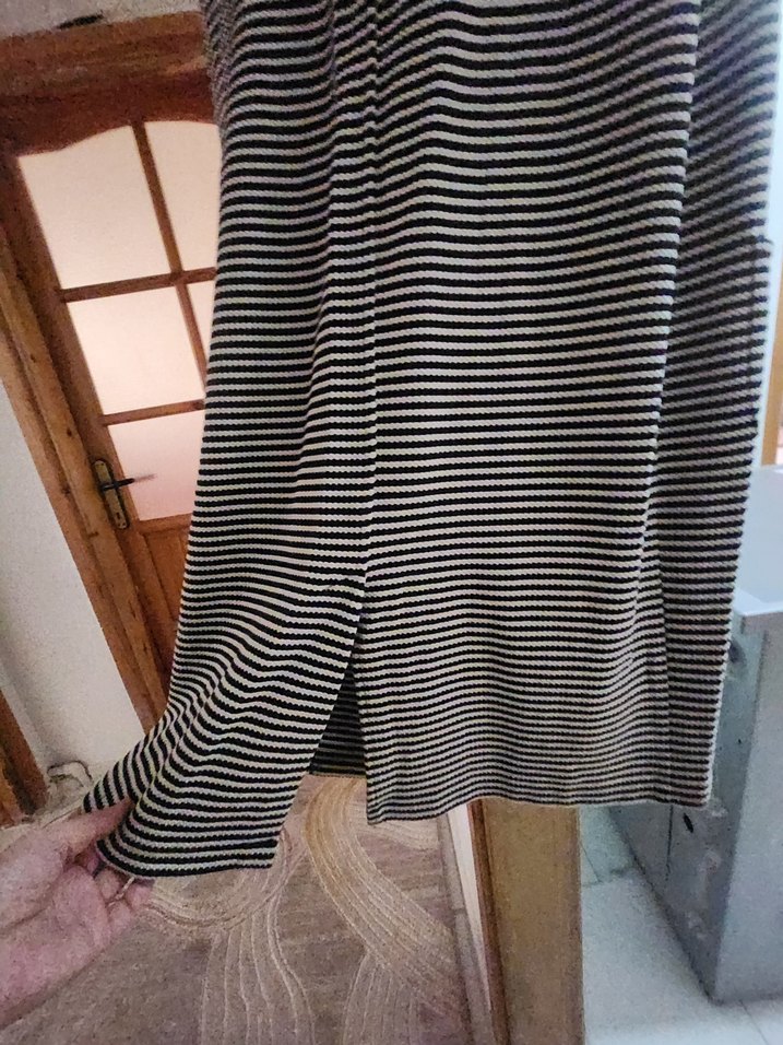 Çizgili Uzun Gri Kolsuz Yelek - Görsel 4