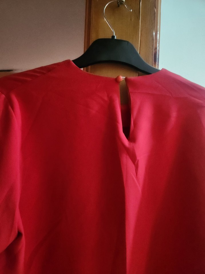 Kırmızı Uzun Kollu Volanlı Bohem Tunik - Görsel 3