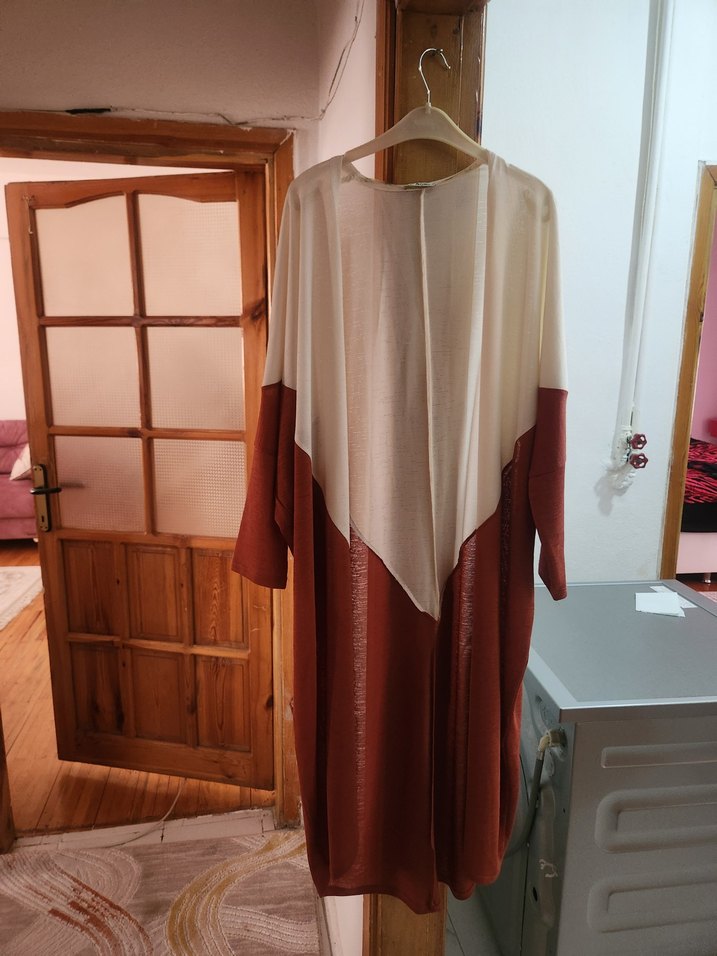 Bohem Tarzda Bej ve Kiremit Rengi Sabahlık - Görsel 4