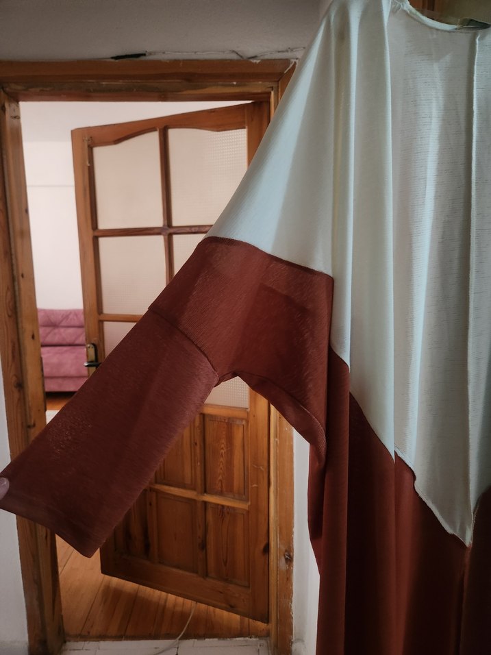 Bohem Tarzda Bej ve Kiremit Rengi Sabahlık - Görsel 5