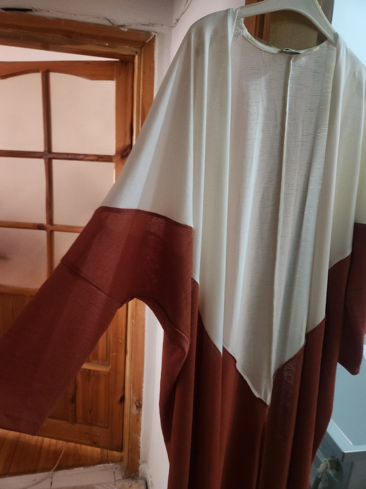 Bohem Tarzda Bej ve Kiremit Rengi Sabahlık - Görsel 3