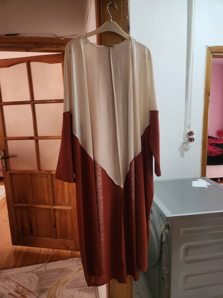 Bohem Tarzda Bej ve Kiremit Rengi Sabahlık - Görsel 2