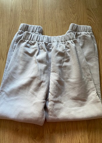 Gri Rahat Kesim Keten Kadın Eşofman Altı - Görsel 8