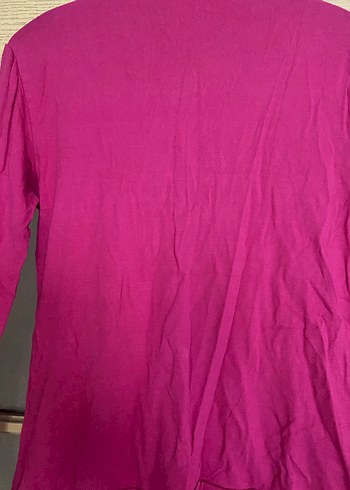 Uzun Kollu Pembe V Yaka Keten Bluz - Görsel 8