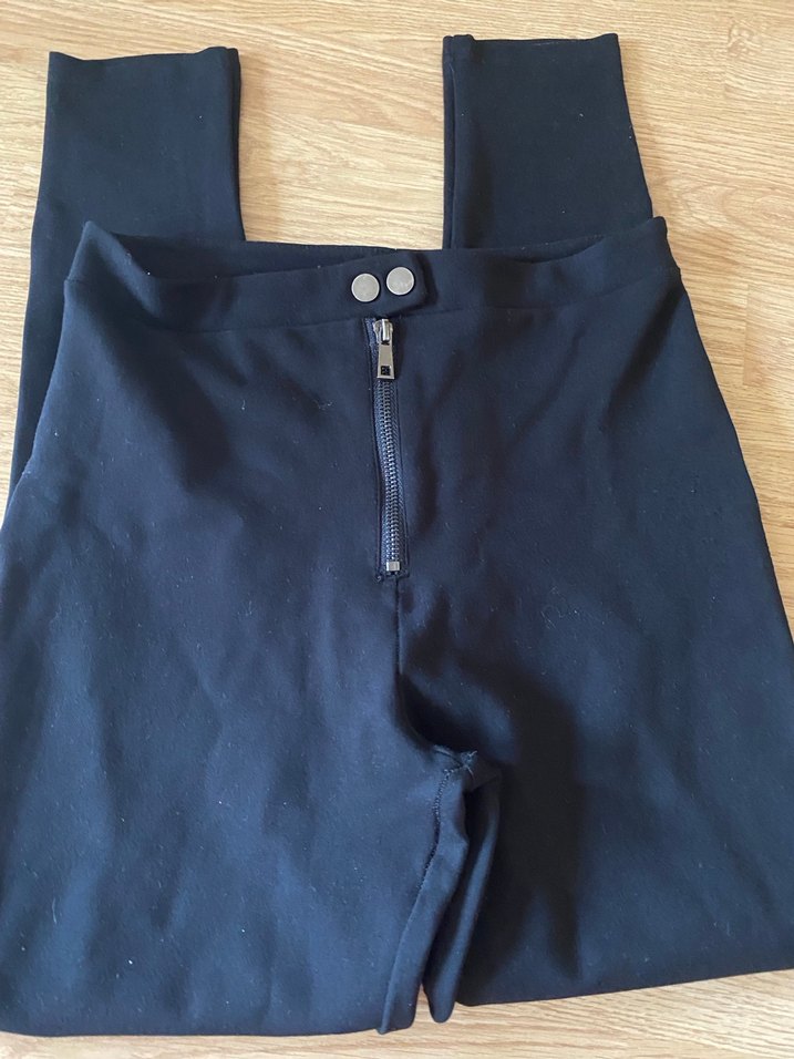 Fermuarlı Lacivert Midi Kadın Tayt - Görsel 4