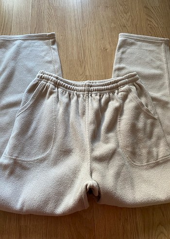 Bej Kadın Rahat Kesim Polar Kumaş Pantolon - Görsel 9