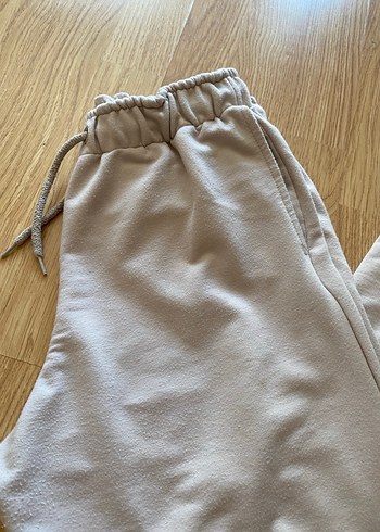 Bej Rahat Kesim Kadın Keten Eşofman Altı - Görsel 2