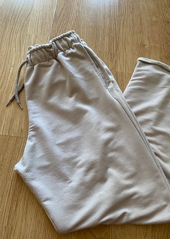 Bej Rahat Kesim Kadın Keten Eşofman Altı - Görsel 5