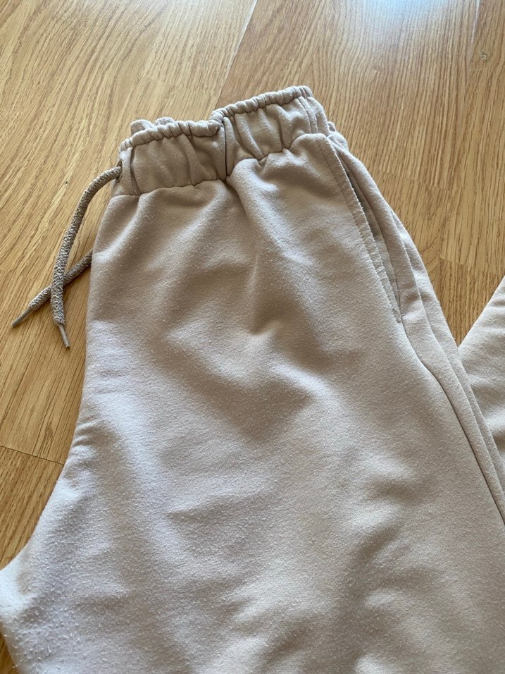 Bej Rahat Kesim Kadın Keten Eşofman Altı - Görsel 2