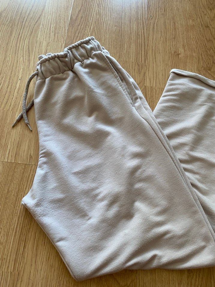 Bej Rahat Kesim Kadın Keten Eşofman Altı - Görsel 5