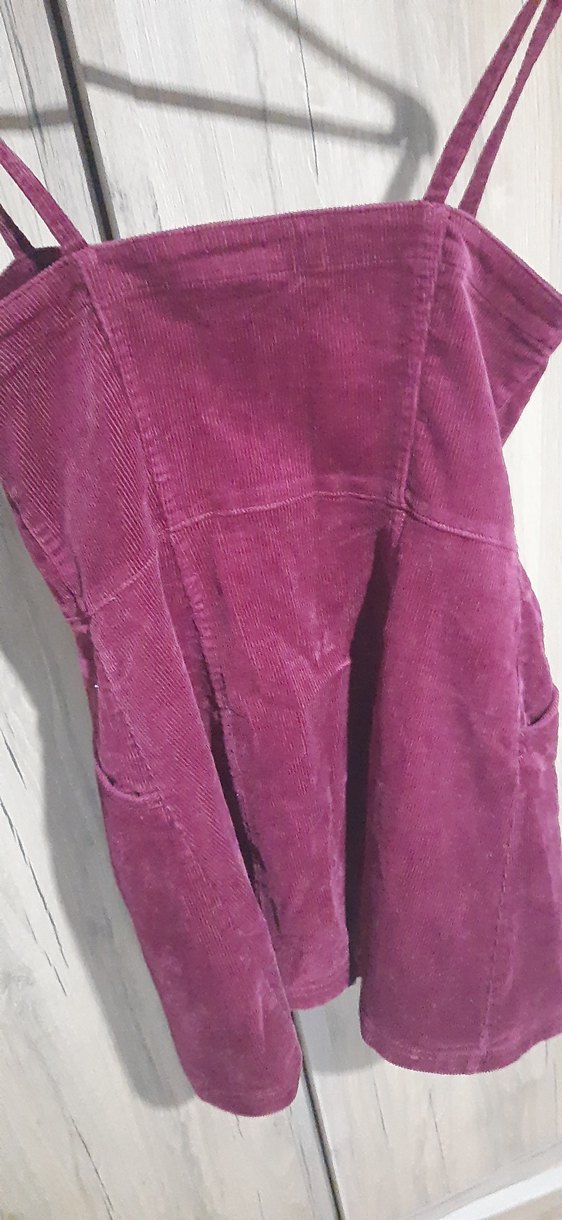 Bordo Süet Düğmeli  Elbise - Görsel 2