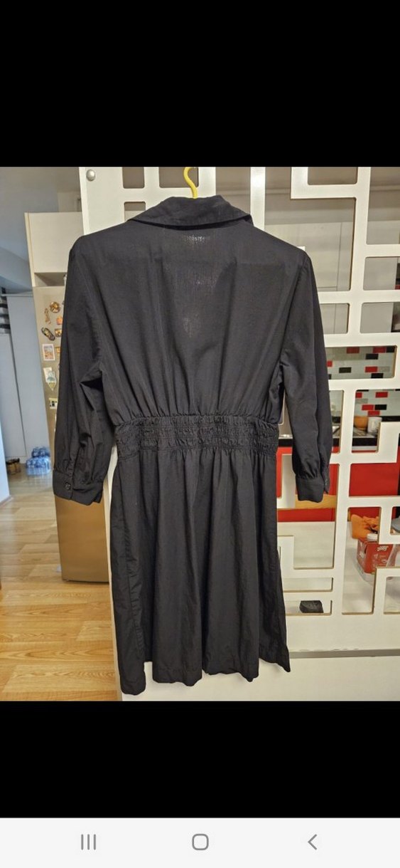 Siyah V Yakalı Midi Elbise - Görsel 2