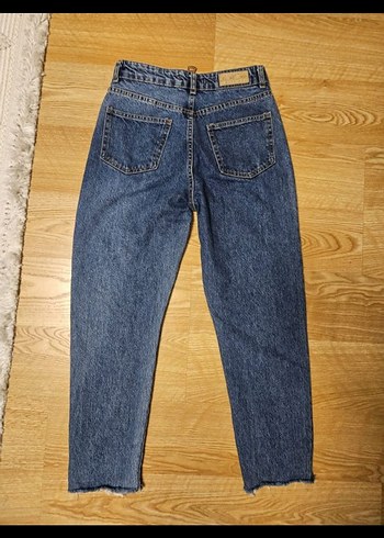 Düğmeli Mavi Kadın Denim Pantolon - Görsel 2