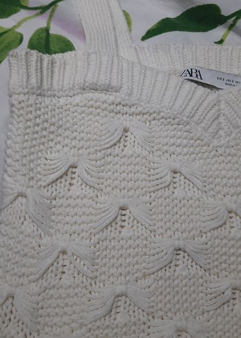 Beyaz Örgü Crop Süveter - Görsel 2