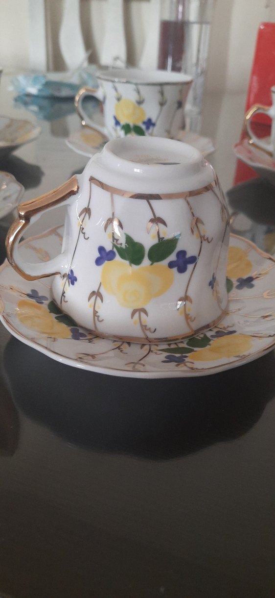 Çiçek Desenli Beyaz Porselen Fincan Takımı - Görsel 5