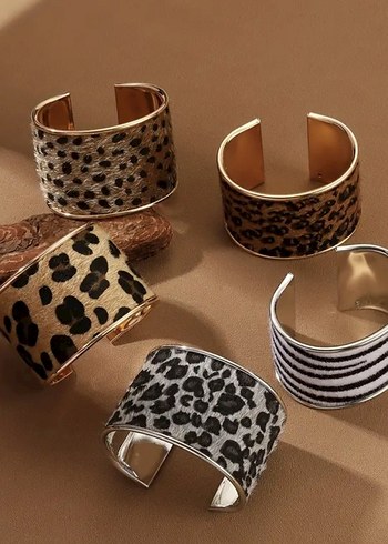 Bohem Leopar Desenli Kadın Bileklik Kelepçe