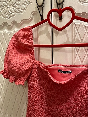 s Beden Zara Balon Kol Pembe Elbise