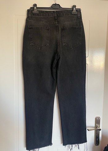 36 Beden Kadın Siyah Kemerli Midi Denim Pantolon