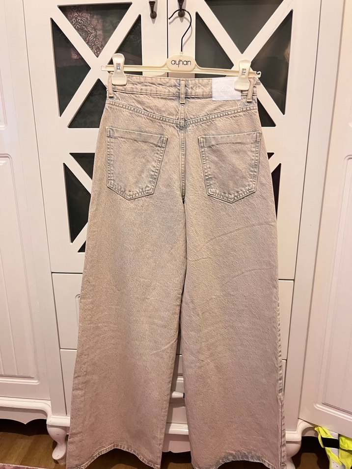 Bol Kesim Midi Kadın Kot Pantolon - Görsel 4