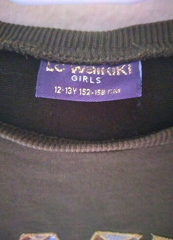12-13 Yaş Beden LCW Haki Yeşili Pullu Kız Çocuk Sweatshirt