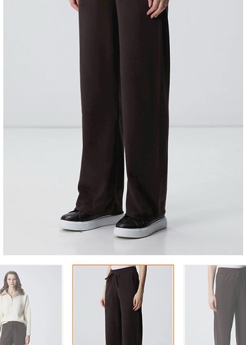 Network V Yaka Kahverengi Triko Kazak ve pantolon - Görsel 2